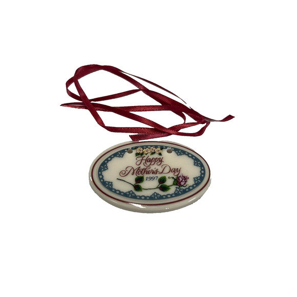 1997 Longaberger Mother's Day Oval Ceramic Tie-On #33995 Vintage - Picture 2 of 3